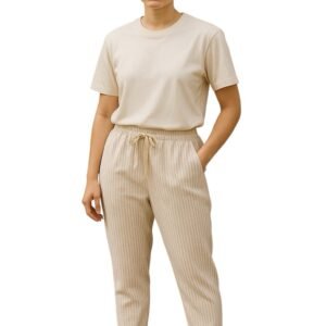 Pantalon Rayé Camel