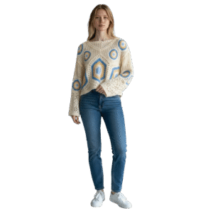 Pull Crochet Bleu