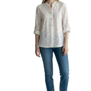 Chemisier Tout En Dentelle Blanc