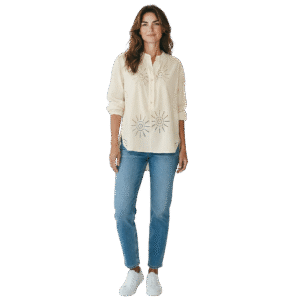 Chemise à pois beige