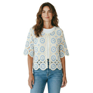 Gilet Crochet Bleu