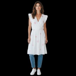 Robe Gaz De Coton Fleurs Rose